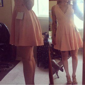 Lace Formal Mini Dress - Blush (Size Medium/6-8)